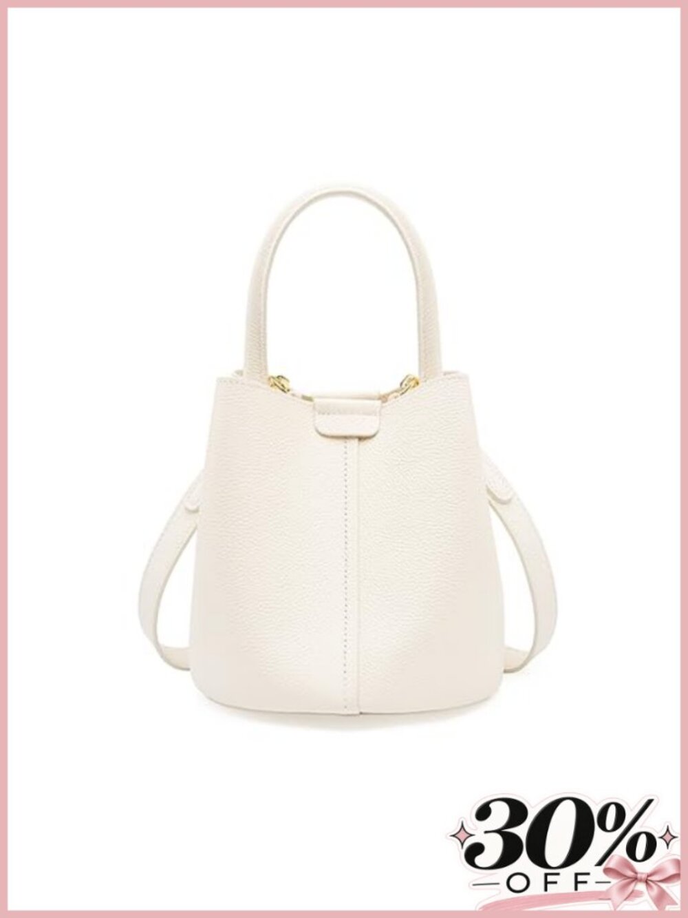 Genuine Leather Bucket Bag 3-in-1 Crossbody Shoulder Top Handle Purse